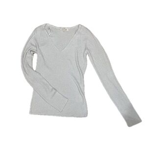 Shimmery White V-Neck Sweater